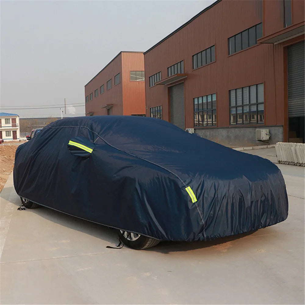 Universal Dark Blue Full Car Cover Outdoor Snow Ice Dust Sun UV Shade Cover Auto Exterior Accessories Fit Suv Sedan Hatchback