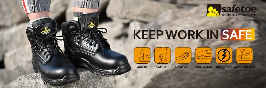 SAFETOE Safety Shoes Men's With Breathable Work Boots Safe Protective Steel Head Smashing Anti Puncture EEE+ Botas Hombre