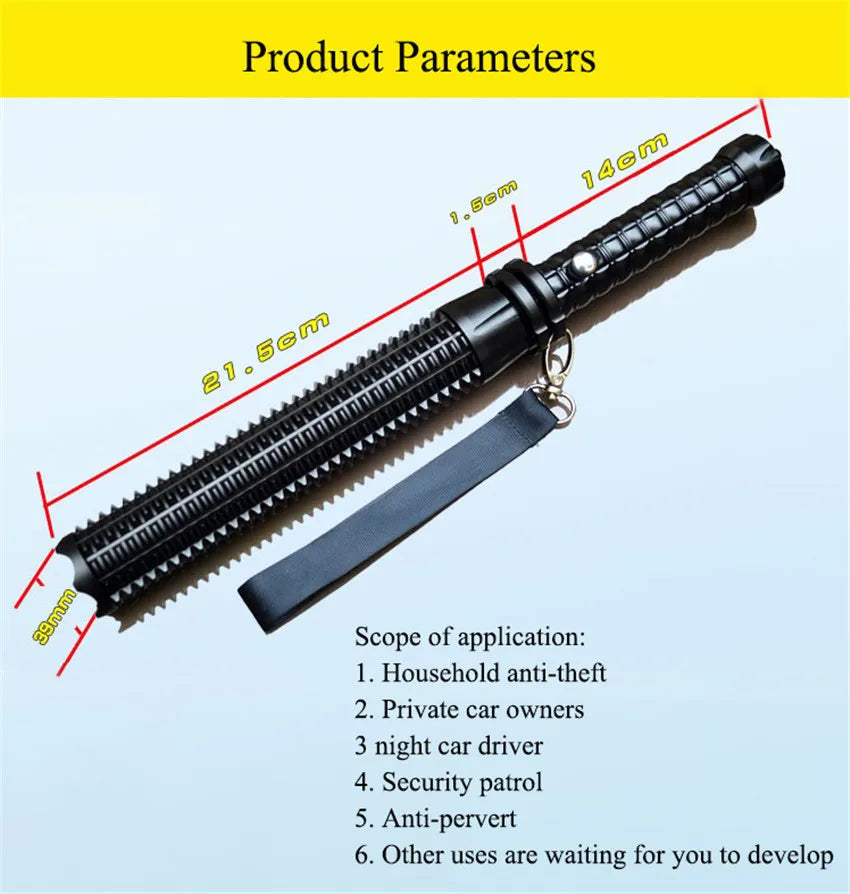 Portable Powerful Self Defense Flashlight Stick Telescopic Mace Rechargeable Q5 LED Flashlight Torch Self-defense Security Lamp