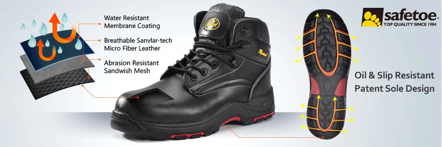 SAFETOE Safety Shoes Men's With Breathable Work Boots Safe Protective Steel Head Smashing Anti Puncture EEE+ Botas Hombre