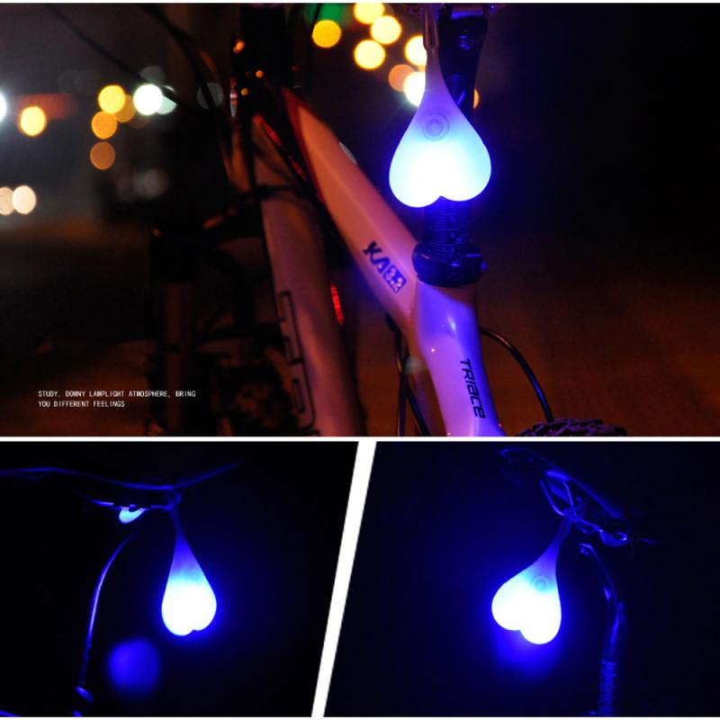 Silicone Bike Heart Egg Taillights Bicycle Back Rear Tail Light Cycling LED Light Heart Ball Egg Safe Lamp Bicycle Accessories