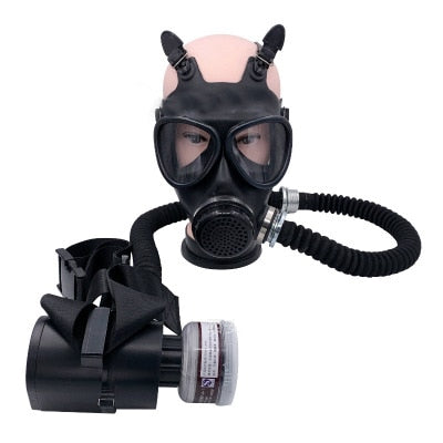 Rubber Full Face Gas Mask Breathing System Electric Constant Air Flow Supply 87 Long Tube Respirator Formaldehyde Protection