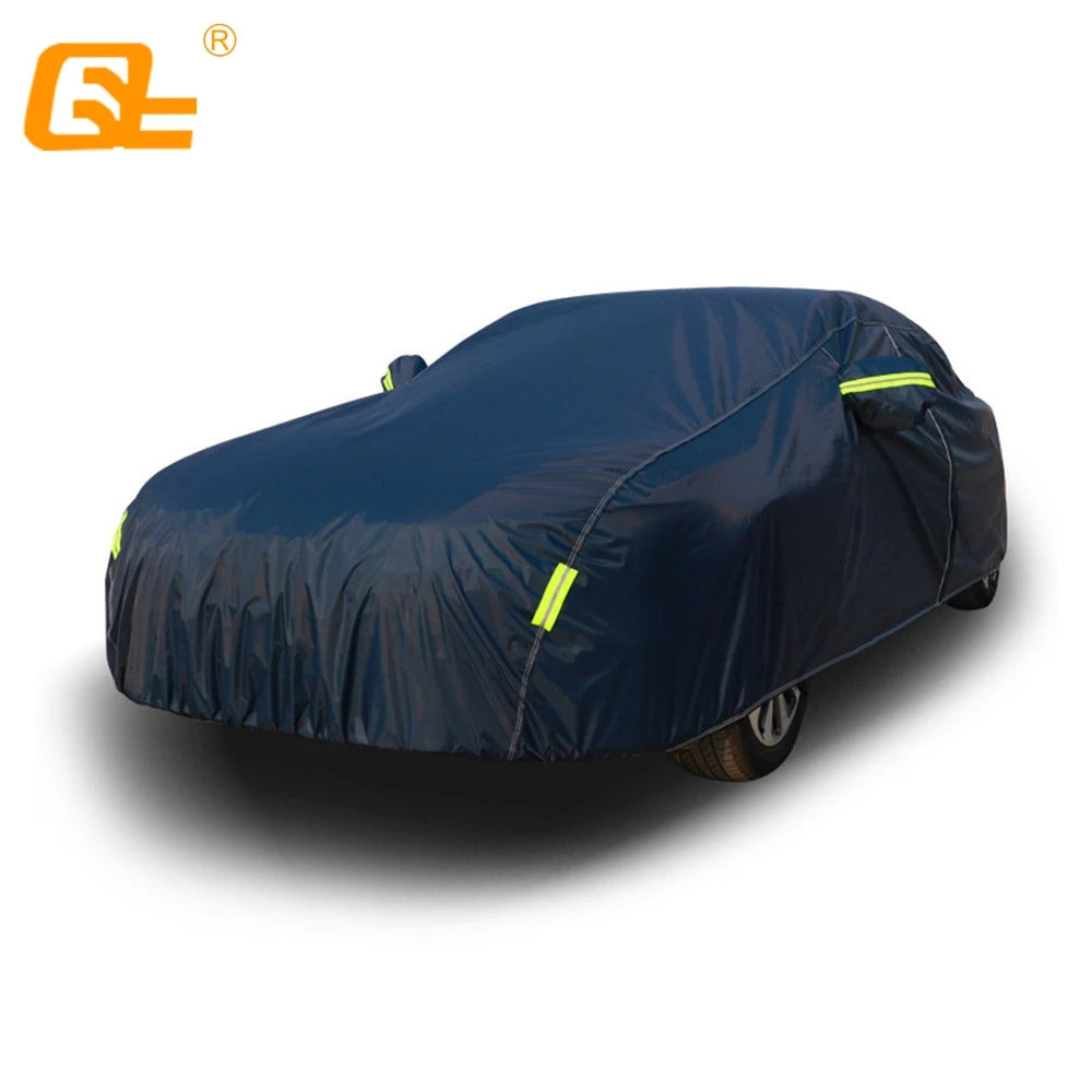 Universal Dark Blue Full Car Cover Outdoor Snow Ice Dust Sun UV Shade Cover Auto Exterior Accessories Fit Suv Sedan Hatchback