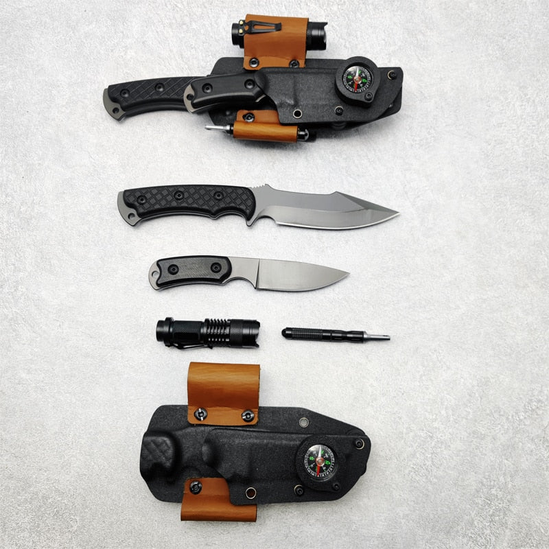 Taktisk Överlevnadskniv med tillbehör - Survival Straight Knife Kydex 58HRC Fixed Blade G10 Handle Tactical Camping Straight Knife