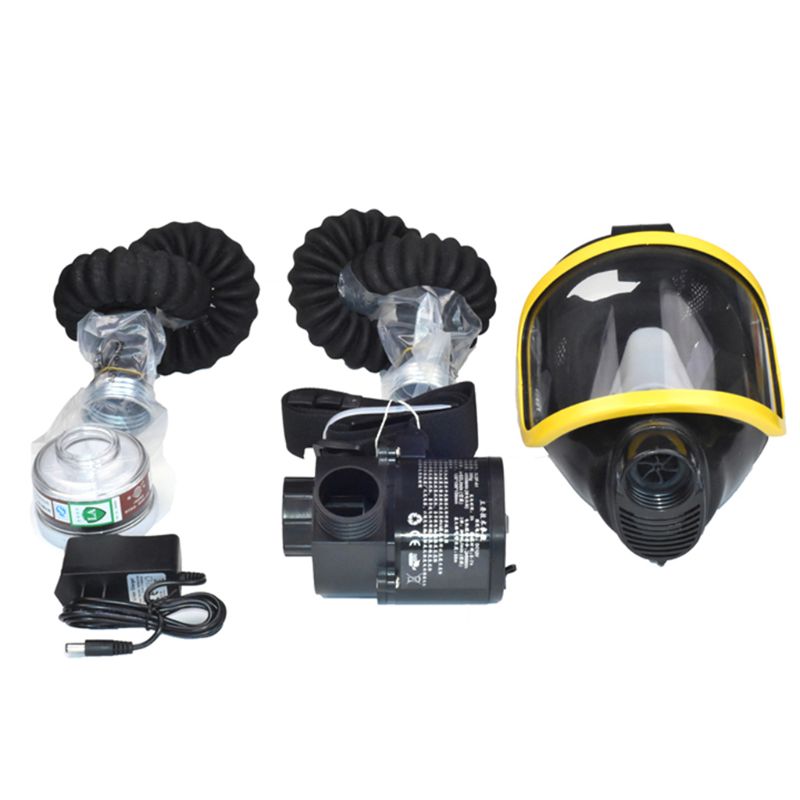 Rubber Full Face Gas Mask Breathing System Electric Constant Air Flow Supply 87 Long Tube Respirator Formaldehyde Protection