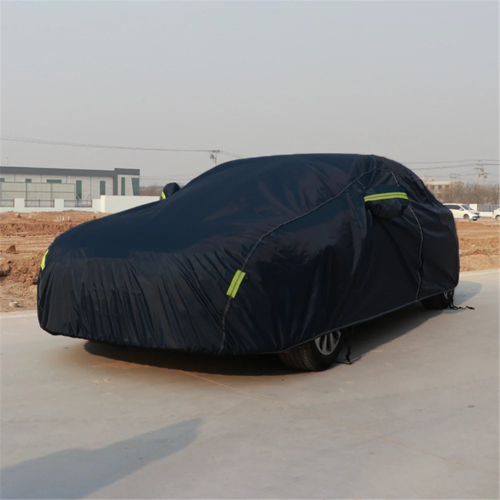 Universal Dark Blue Full Car Cover Outdoor Snow Ice Dust Sun UV Shade Cover Auto Exterior Accessories Fit Suv Sedan Hatchback