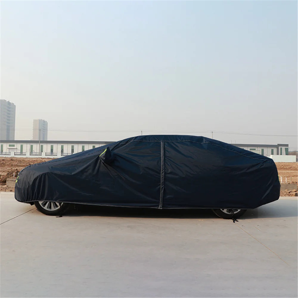 Universal Dark Blue Full Car Cover Outdoor Snow Ice Dust Sun UV Shade Cover Auto Exterior Accessories Fit Suv Sedan Hatchback