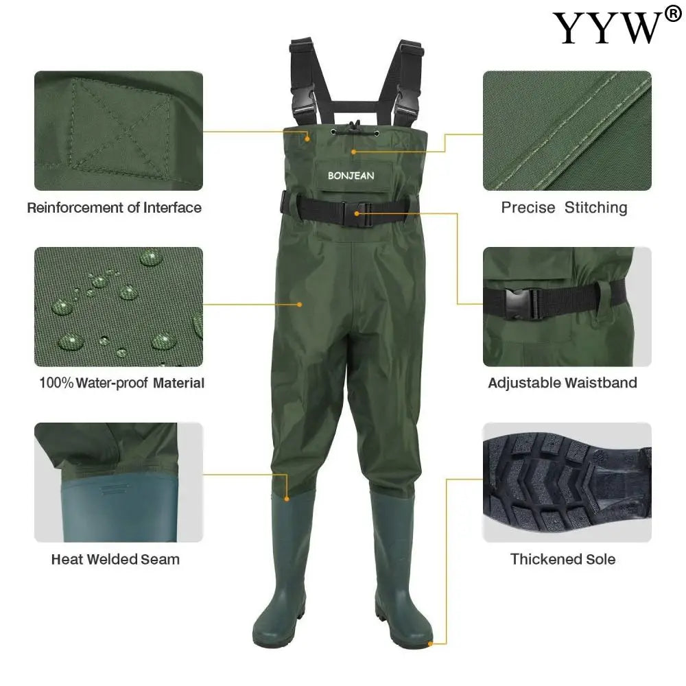 Fishing Waders Pants Overalls With Boots Gear Set Suit Kits Men Women Chest Waders Pants Adult Set Waterproof Overalls Trousers