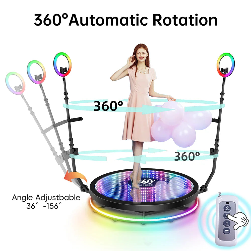 Infinity Glass 360° Photo Booth Video Machine 68-115cm 1-7 People