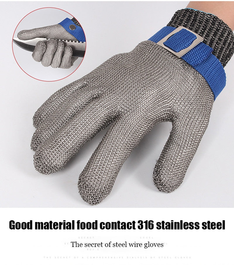 Stainless Steel Grade 5 Anti-cut Wear-resistant Slaughter Gardening Hand Protection Labor Insurance Steel Wire Gloves 1pcs