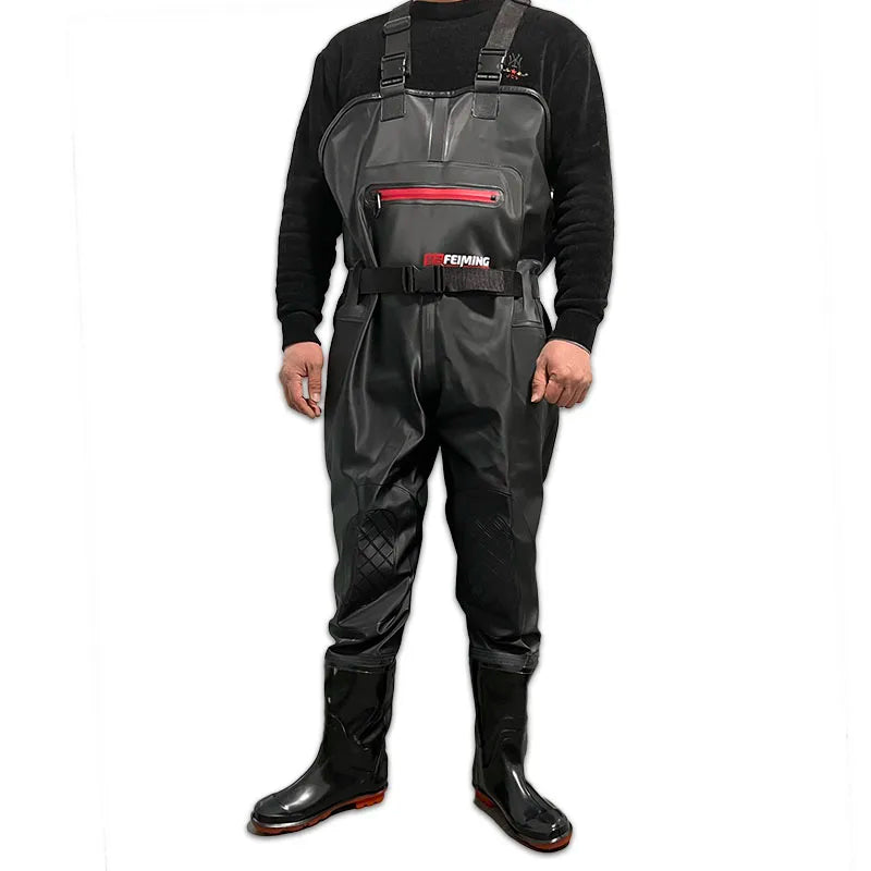 Light Weight 3KG PVC Men Lure Waders Fishing Waders Overalls With Boots Waterproof Adult Women Chest Waders Pants Gear Black Set