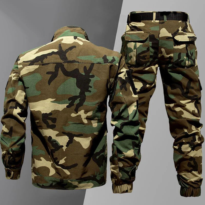 Polyester Cotton Spring Autumn Camouflage Clothing Breathable Labor Protection Outdoor Mountaineering Military Style Men's Suit