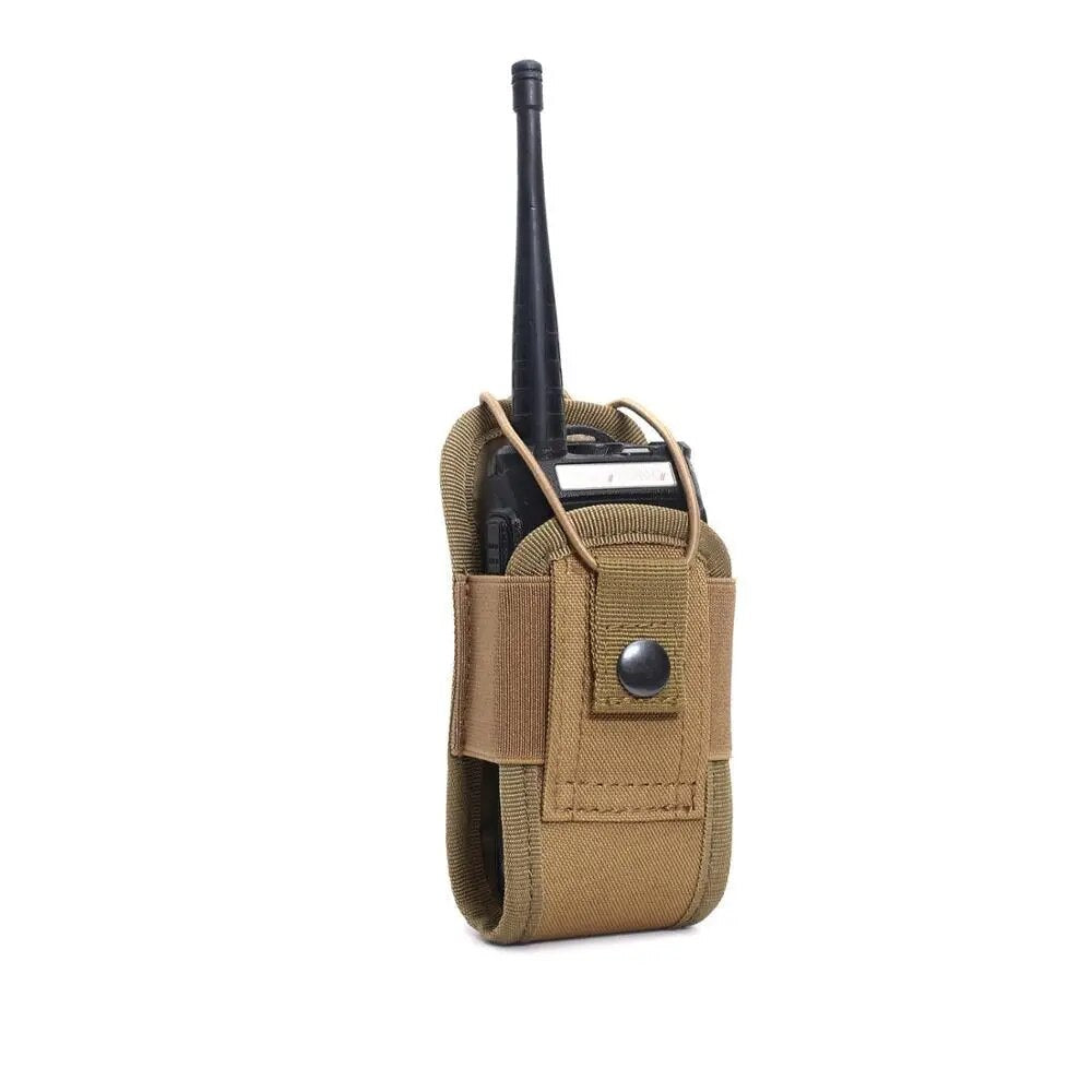 Tactical Walkie Talkie Pouch 600D Oxford Khaki Molle Radio Pouch Portabel Utomhus Jakt Sport Telefonhållare Interphone hölster