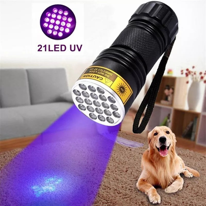 UV-fickampa - Ultraviolet Flashlight Blacklight 395NM Mini Torch 21 LED