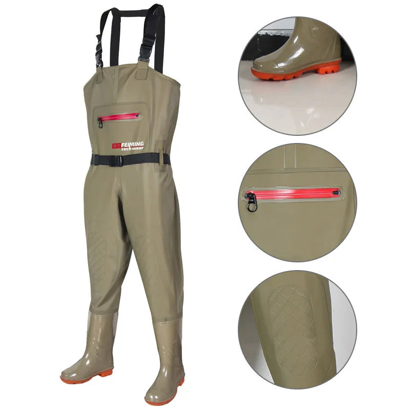 Light Weight 3KG PVC Men Lure Waders Fishing Waders Overalls With Boots Waterproof Adult Women Chest Waders Pants Gear Black Set