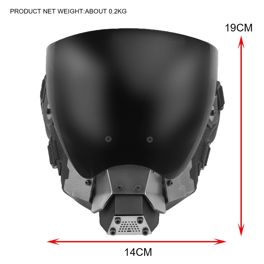 Tactical Mask Full Face Cyberpunk Cosplay Breathable Mask Double Sided Anti-fog Lenses Airsoft Paintball Wargame Protective Gear