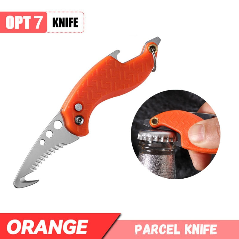 Portable Multifunctional Knife Stainless Open Express Parcel Strap Cutter Emergency Survival Tool,Carry-on Unpacking Box Opener