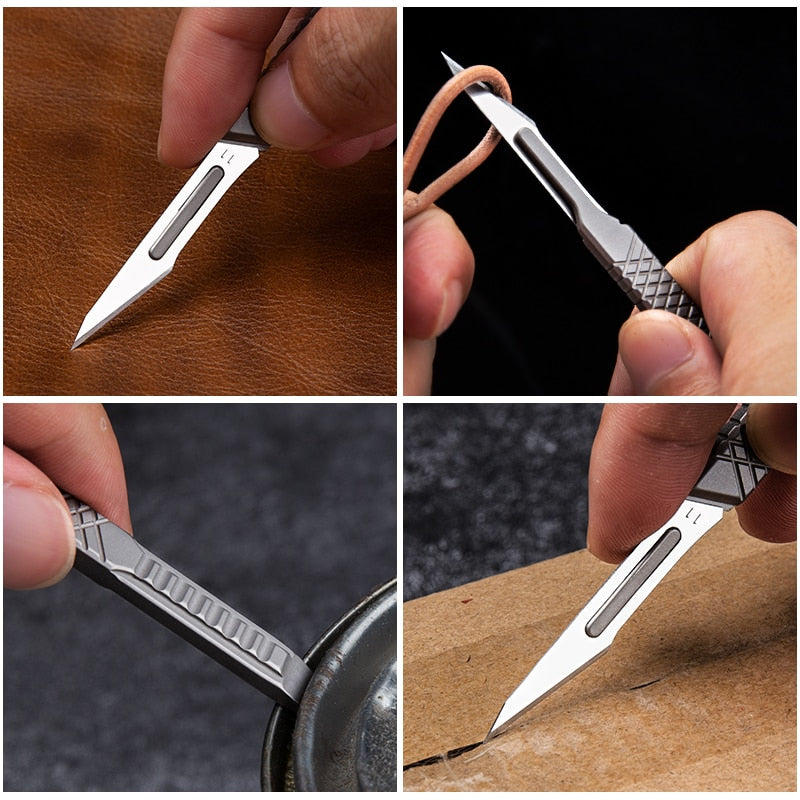 Titanium Scalpel No. 11 blade Engraving Craft Knive Non-Slip Scalpel Paper Cutting Tool Knife With Knife Lid Multifunction Tools