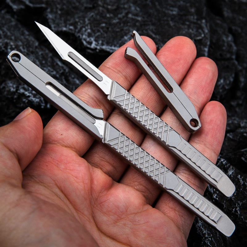 Titanium Scalpel No. 11 blade Engraving Craft Knive Non-Slip Scalpel Paper Cutting Tool Knife With Knife Lid Multifunction Tools