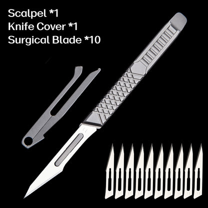 Titanium Scalpel No. 11 blade Engraving Craft Knive Non-Slip Scalpel Paper Cutting Tool Knife With Knife Lid Multifunction Tools