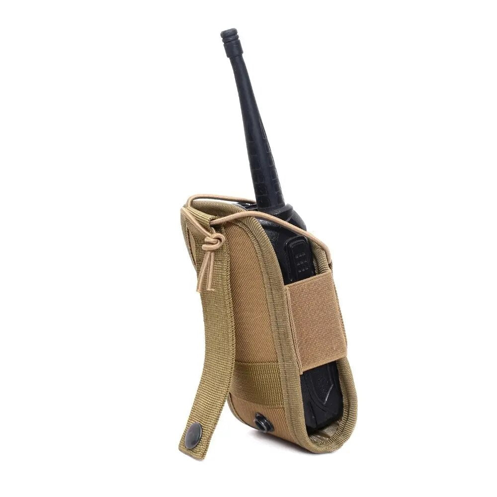 Tactical Walkie Talkie Pouch 600D Oxford Khaki Molle Radio Pouch Portabel Utomhus Jakt Sport Telefonhållare Interphone hölster