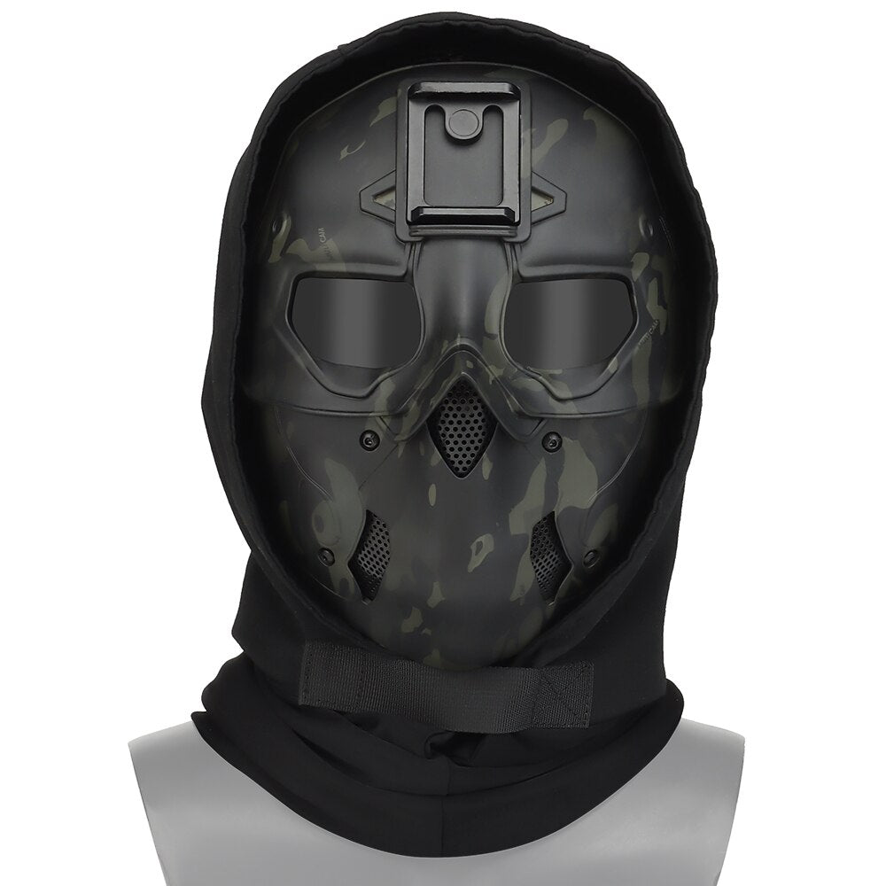 Tactical Airsoft Mask with Headgear Suit Mask Can Carry Variety Night Vision Devices Airsoft Paintball Halloween Movie Props