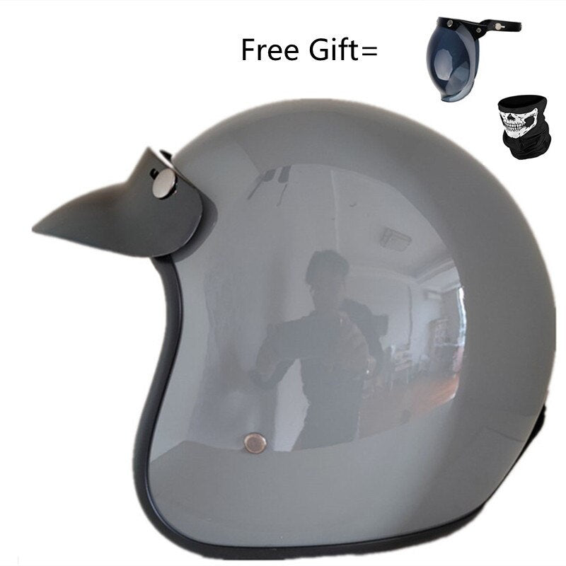 Hjälm - Motorcycle Scooter Open Face Helmet DOT -CE Black LARGE Matte White