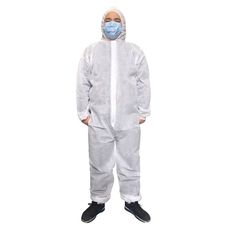 Unisex Sanitary Protection Jumpsuit Hazmat Suit Zip Isolation Protective Disposable Breathable Dustproof Labour Overall