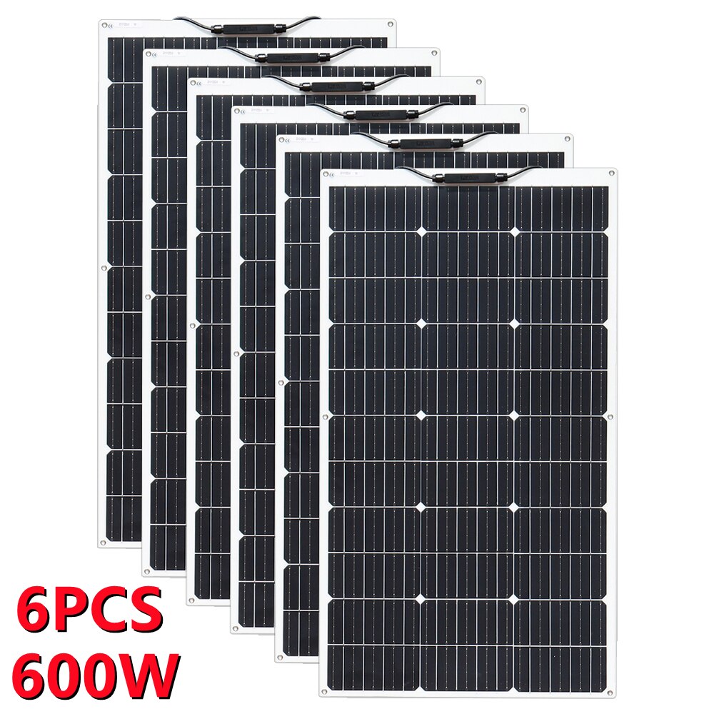 Solpaneler på 100W-1000W för prepping och Off-Grid - Solar Panel, 1000W, Flexible Monocrystalline Solar Cells 1~10PCS 100~1000 Watt PV Module 12V 24V Photovoltaic Off Grid System