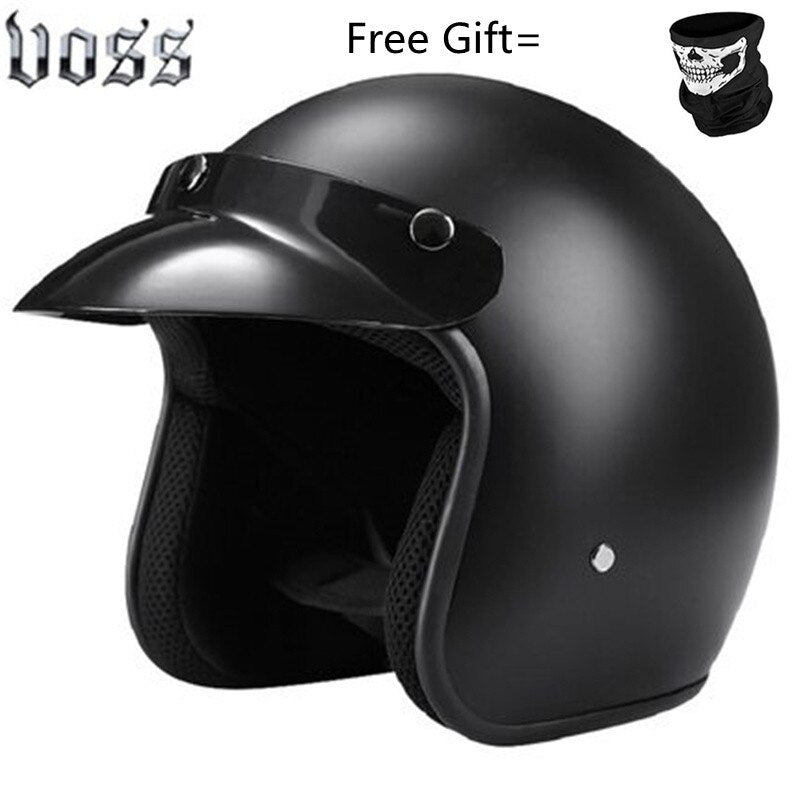 Hjälm - Motorcycle Scooter Open Face Helmet DOT -CE Black LARGE Matte White