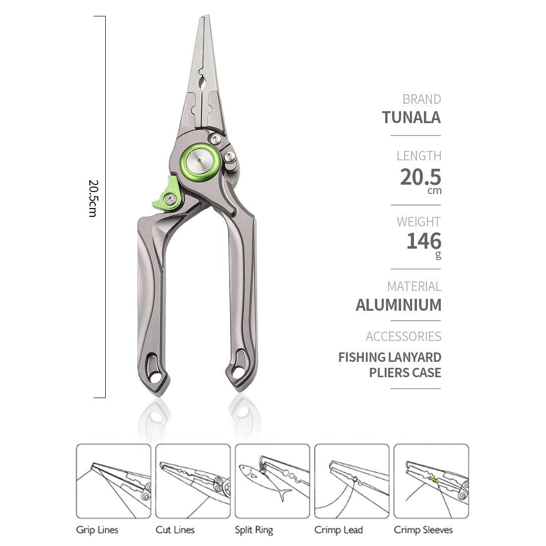 TUNALA High Quality Multi-functional Fishing Pliers Saltwater with Lock Equipped with Portable Clamp Sleeve Line Cutter Tongs