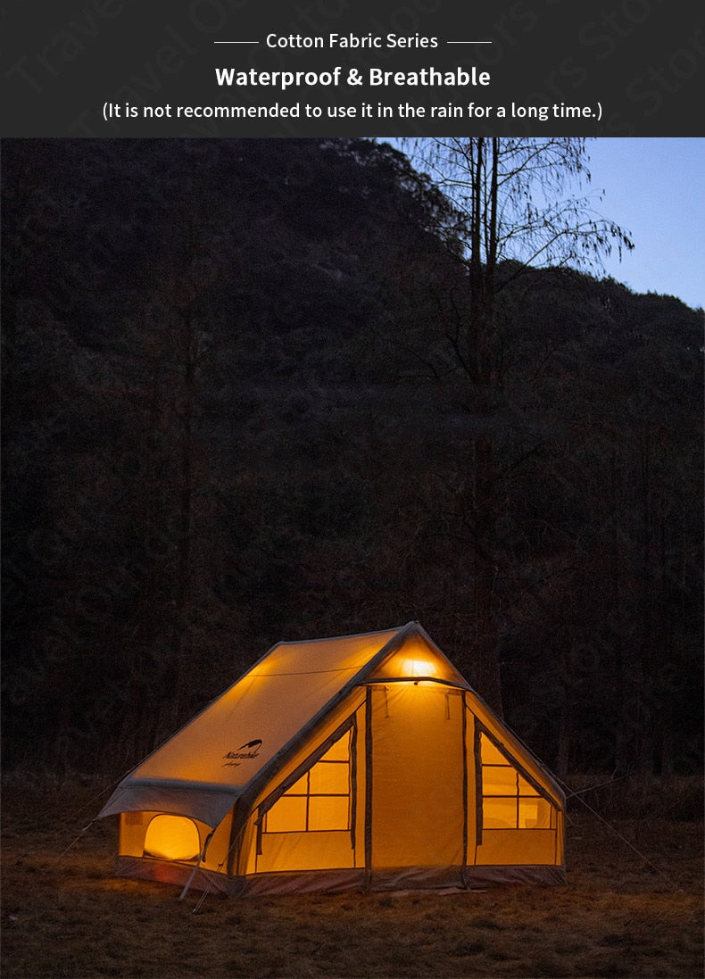 Campingtält på 6,3 m² från Naturehike. Uppblåsbart bomullstält för 3-4 personer