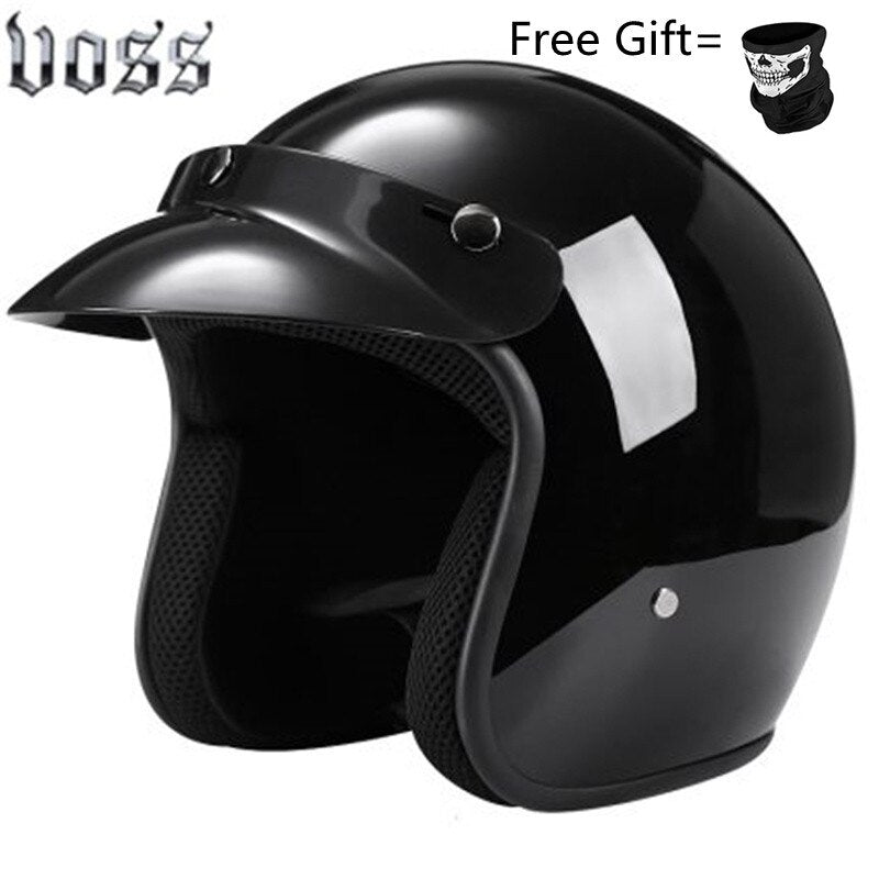 Hjälm - Motorcycle Scooter Open Face Helmet DOT -CE Black LARGE Matte White