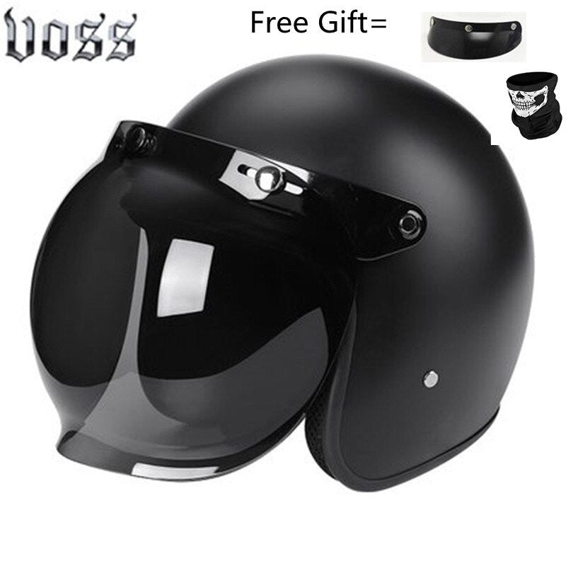 Hjälm - Motorcycle Scooter Open Face Helmet DOT -CE Black LARGE Matte White