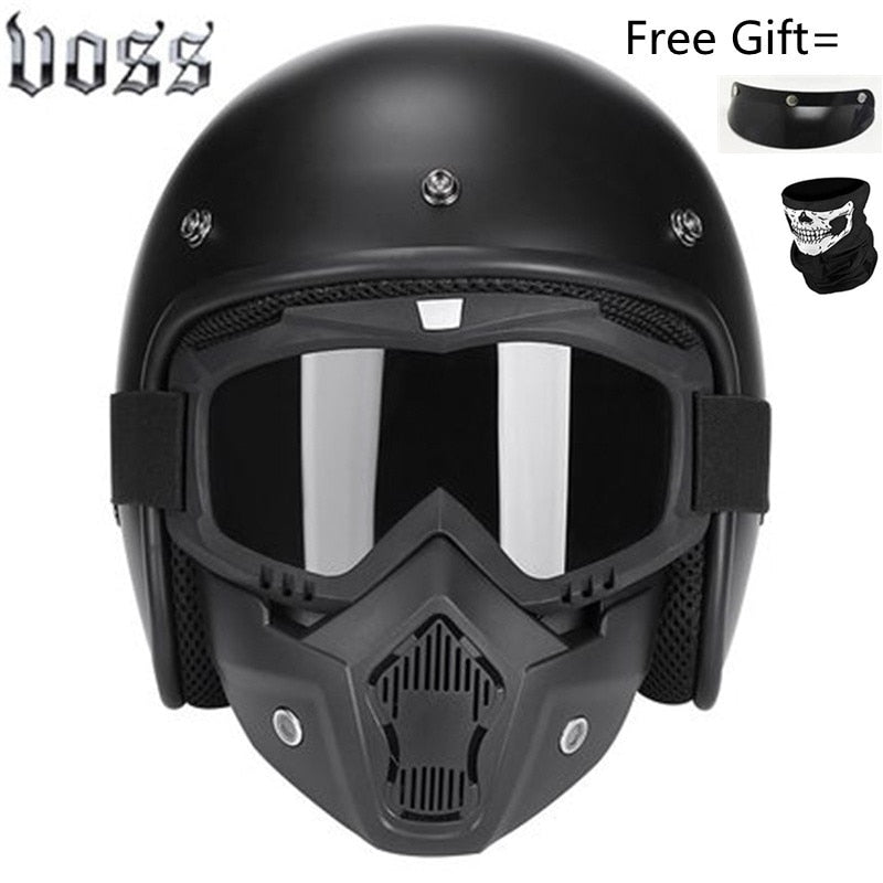 Hjälm - Motorcycle Scooter Open Face Helmet DOT -CE Black LARGE Matte White