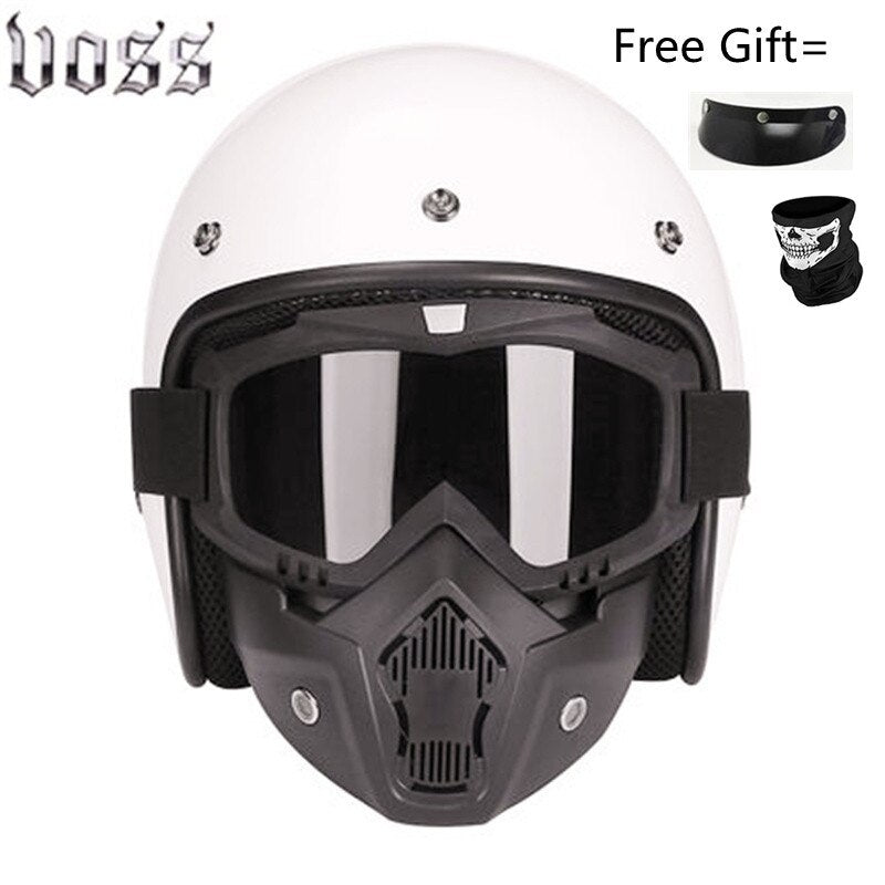 Hjälm - Motorcycle Scooter Open Face Helmet DOT -CE Black LARGE Matte White