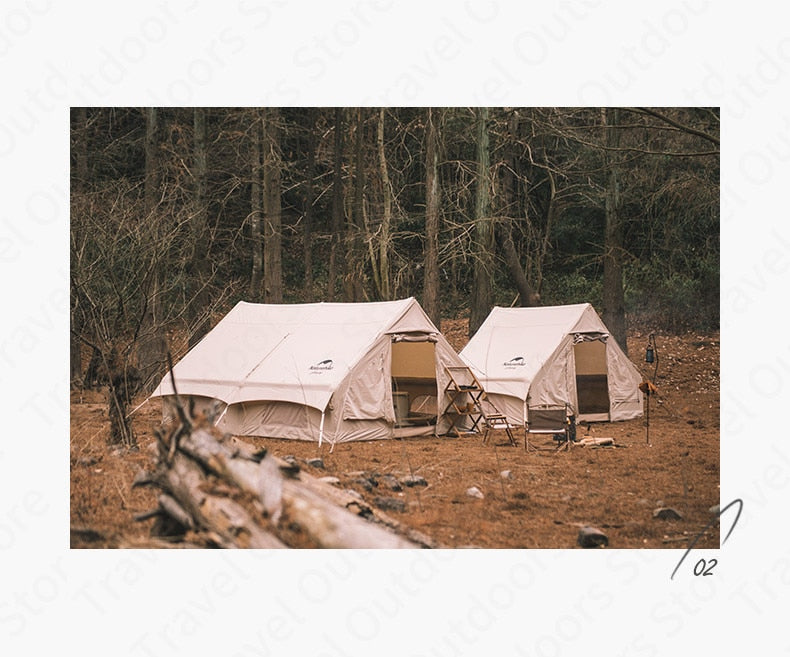 Campingtält på 6,3 m² från Naturehike. Uppblåsbart bomullstält för 3-4 personer