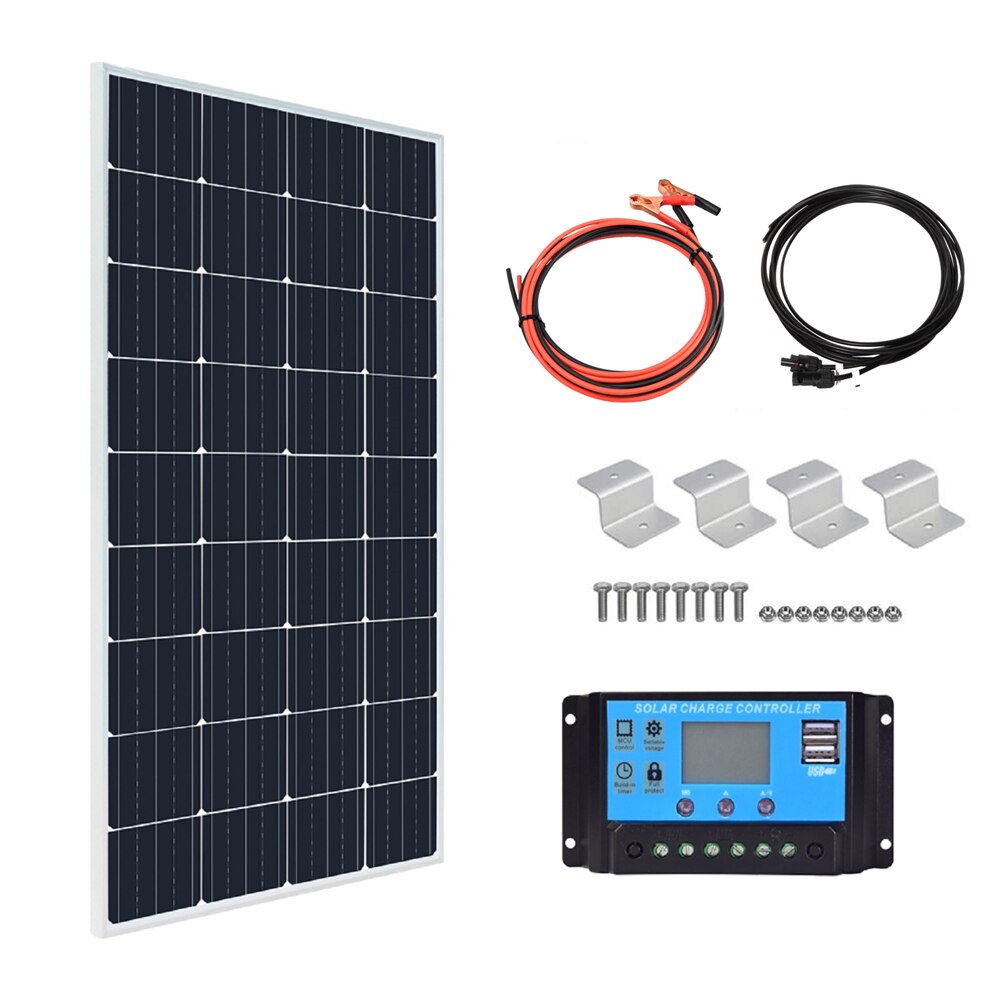 Solpanelskit inkl tillbehör. Välj mellan 150W eller 300W system. 12V/24V Battery Charger System Kit PV Panels