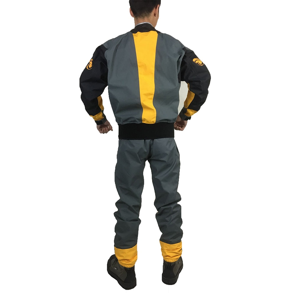 Dry suit in durable material for boating, kayaking, etc.