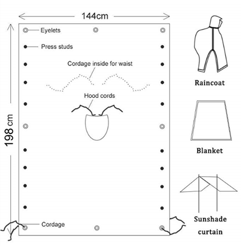 Militärregnrock Multifunktionell för nödsituationer Vandringsponcho picknickmatta för campingresetillbehör