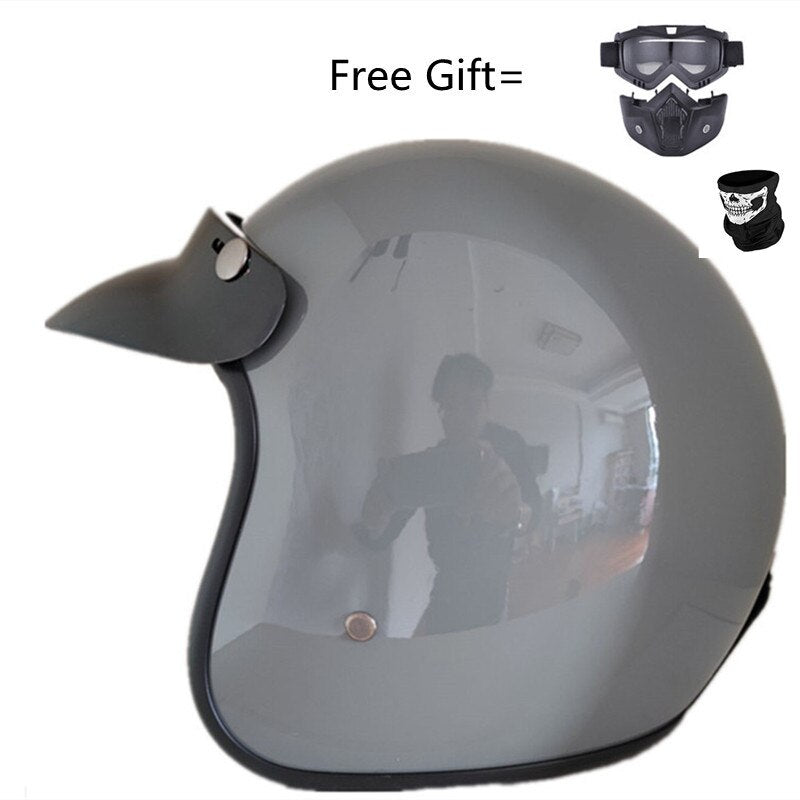 Hjälm - Motorcycle Scooter Open Face Helmet DOT -CE Black LARGE Matte White