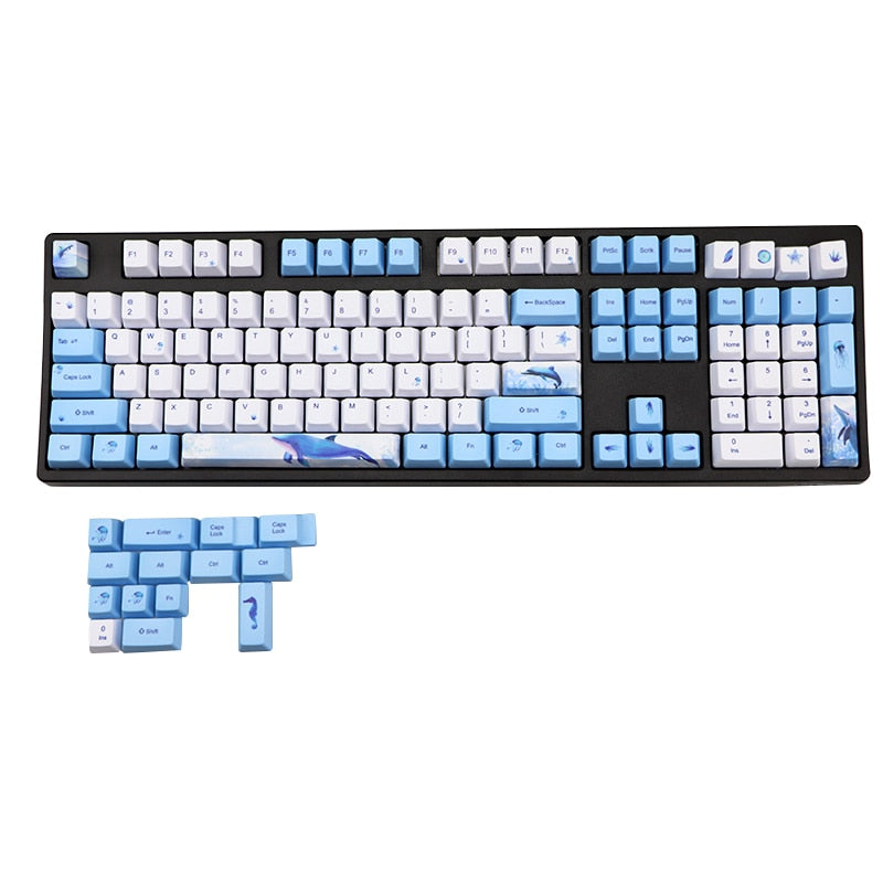 Whale Keycap  dye Subbed PBT 122 Keys OEM Profile Keycaps For Cherry MX Switches TKL87/96/108 keyboard cap