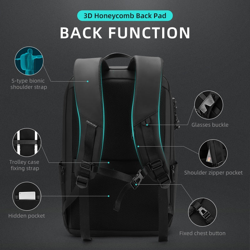 Anti-theft Backpack in Impact Resistant and Waterproof Shell Cover - Laptop compartment for up to 17.3 inch screen