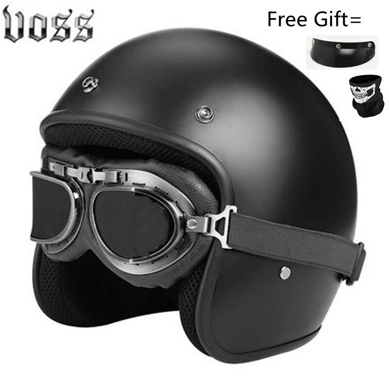 Hjälm - Motorcycle Scooter Open Face Helmet DOT -CE Black LARGE Matte White