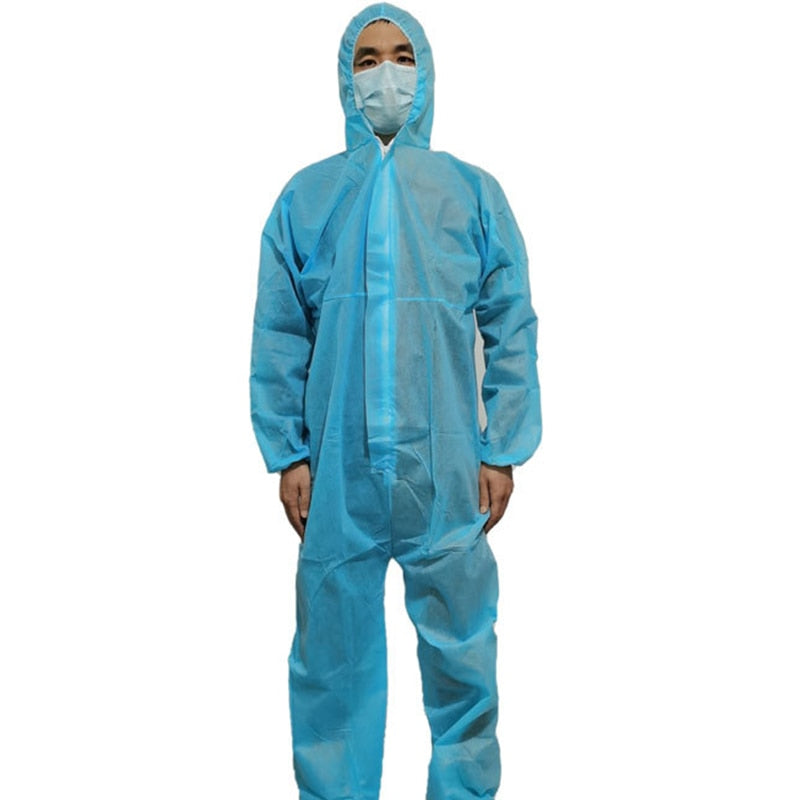 Unisex Sanitary Protection Jumpsuit Hazmat Suit Zip Isolation Protective Disposable Breathable Dustproof Labour Overall