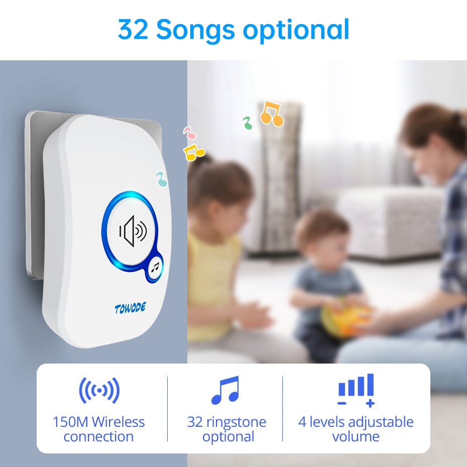 Ringklocka - Dörrklocka - TOWODE M557 Wireless Doorbell Home Security PIR Motion Detector