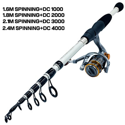 Portable Ultralight Fishing Rod With Reinforced Reel Fishing Set  1.6 1.8 2.1 2.4m