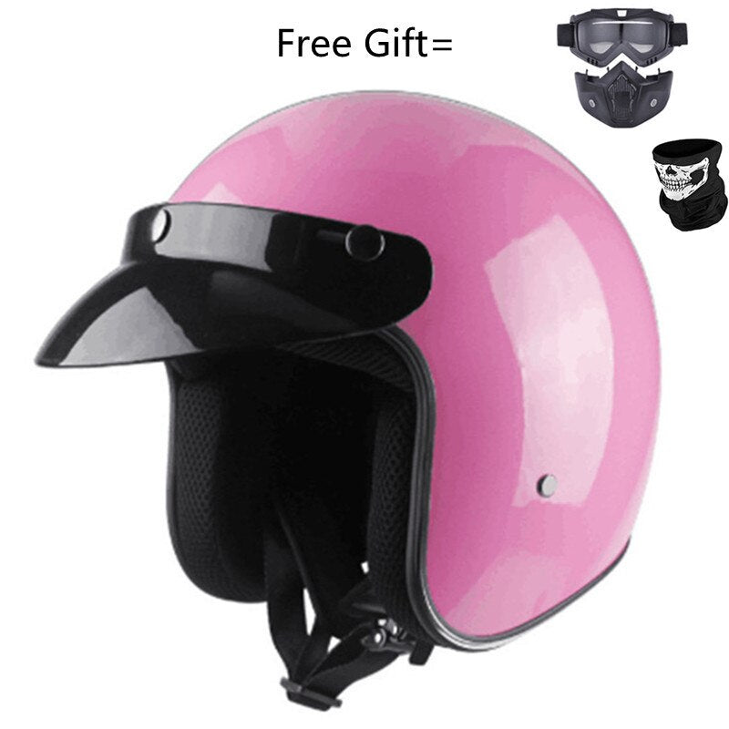 Hjälm - Motorcycle Scooter Open Face Helmet DOT -CE Black LARGE Matte White