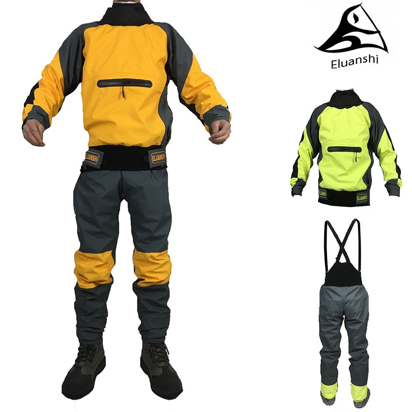 Dry suit in durable material for boating, kayaking, etc.