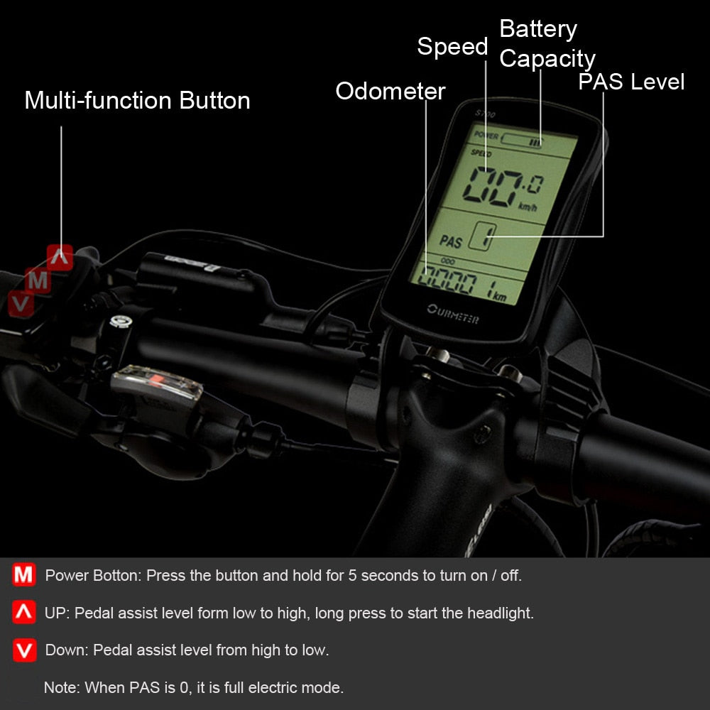 Elcykel - Terrängcykel - 35km/h med  48V, 14,5Ah/17.5 Ah Li-ion Batteri - 1000w Output motorc